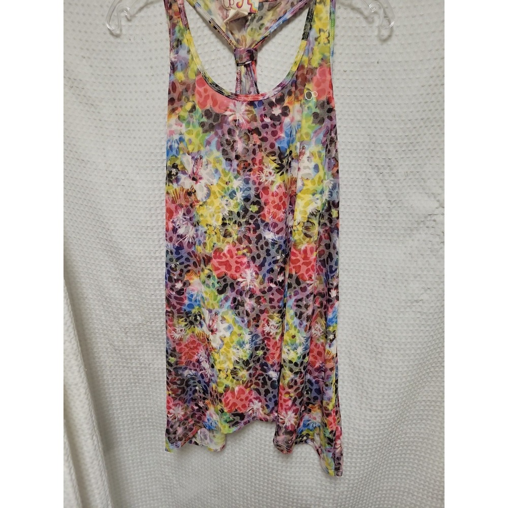 OP Ocean Pacific Womens XL Purple Print Leopard Floral RacerBK Tank Top OJ13905Y